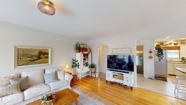 living room featuring light hardwood / wood-style floors