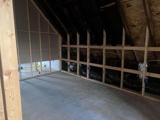 view of unfinished attic