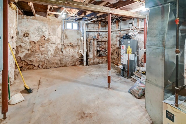 basement with gas water heater