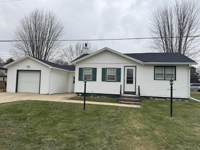 ranch-style home with a front lawn