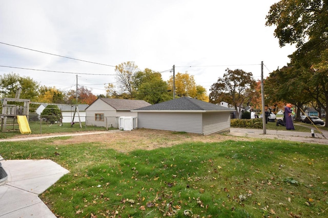 view of yard with a playground