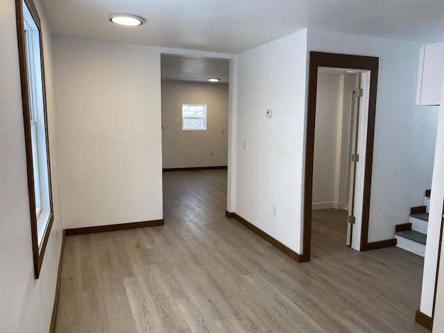 empty room with light wood-type flooring