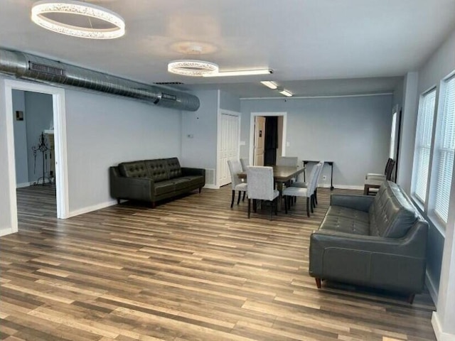 living room with wood-type flooring