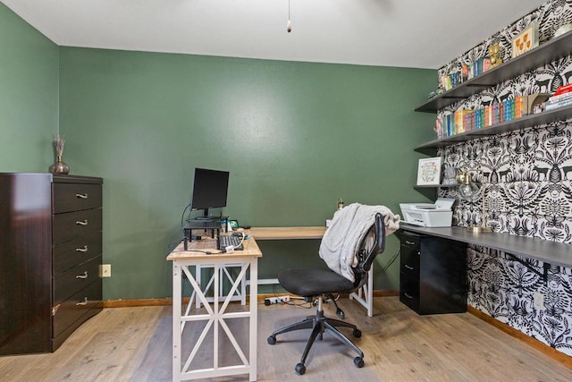 office space featuring light hardwood / wood-style floors