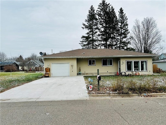 single story home with a garage