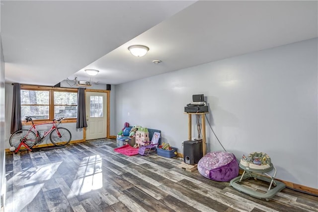 game room featuring hardwood / wood-style floors