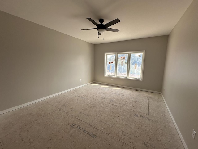 spare room featuring ceiling fan