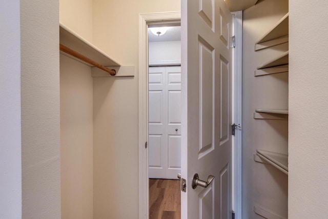 spacious closet featuring hardwood / wood-style flooring