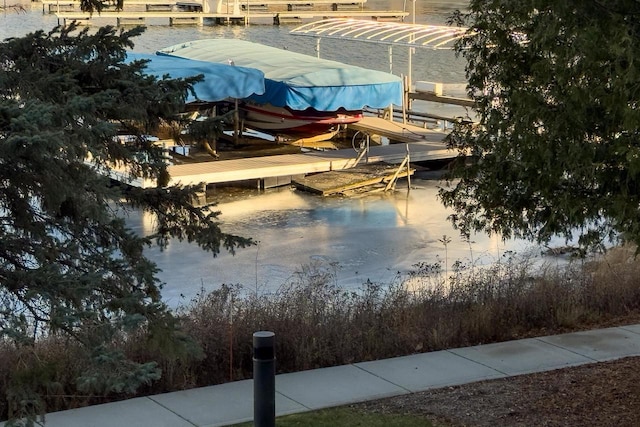 water view featuring a boat dock