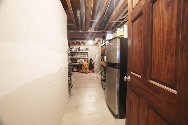 interior space featuring stainless steel refrigerator