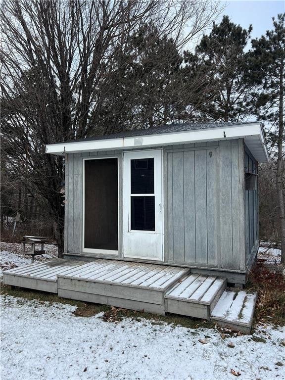 view of snow covered structure