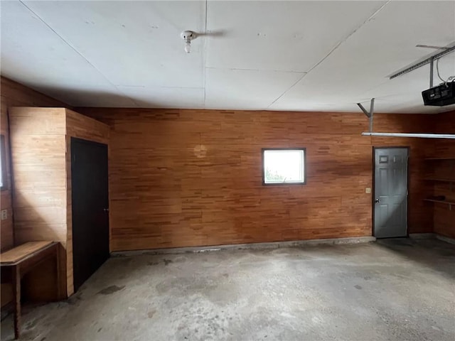 basement with wooden walls