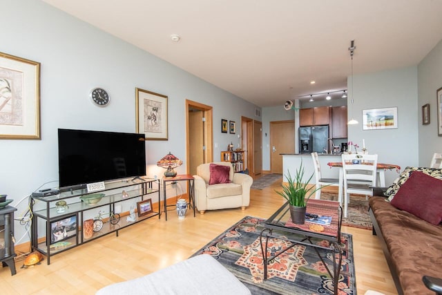 living room featuring light wood-type flooring