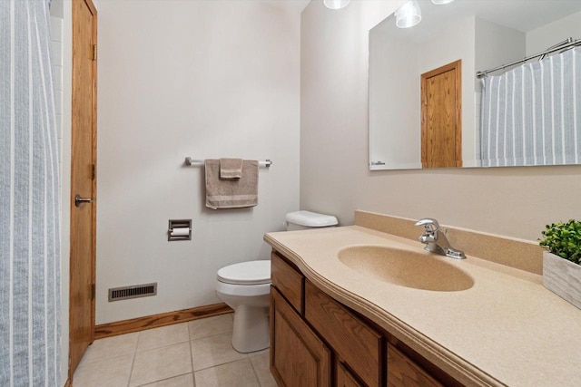 bathroom with tile patterned flooring, vanity, and toilet