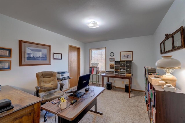 view of carpeted office space