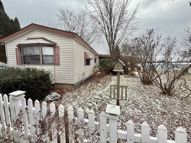 view of snow covered exterior