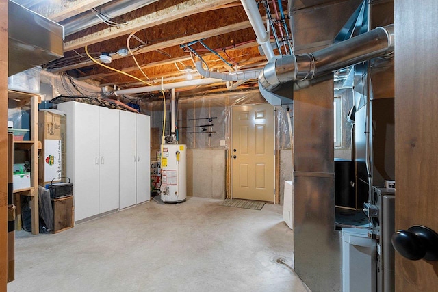 basement featuring water heater