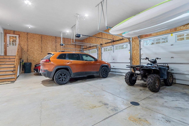 garage with a garage door opener