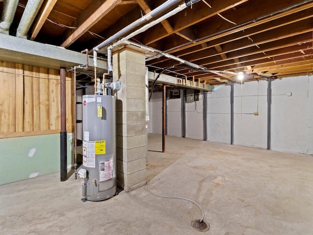 basement with gas water heater