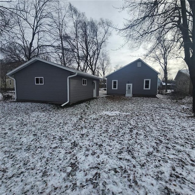 view of snow covered property