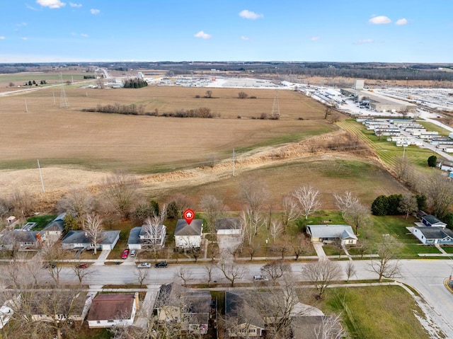 bird's eye view with a rural view