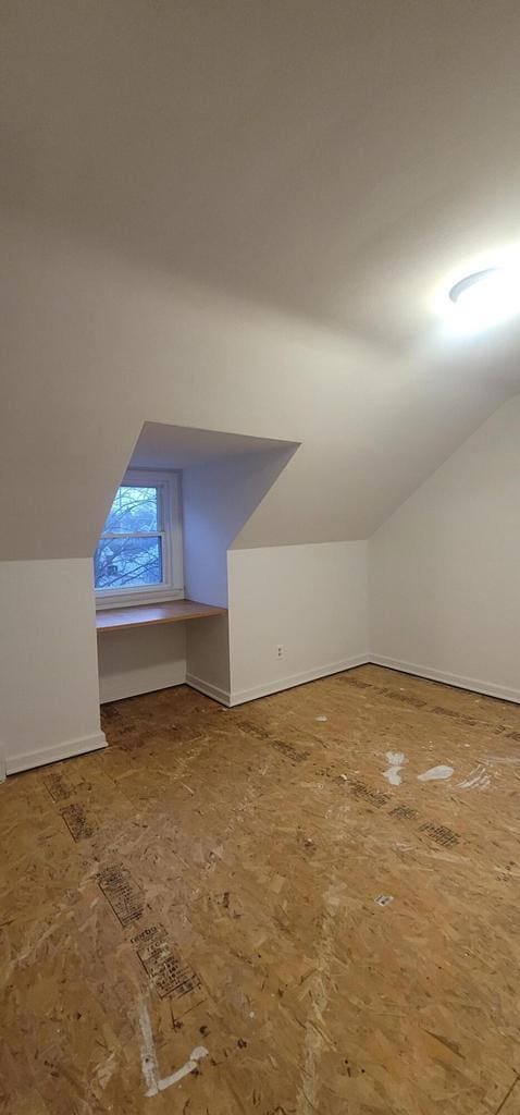 additional living space featuring lofted ceiling