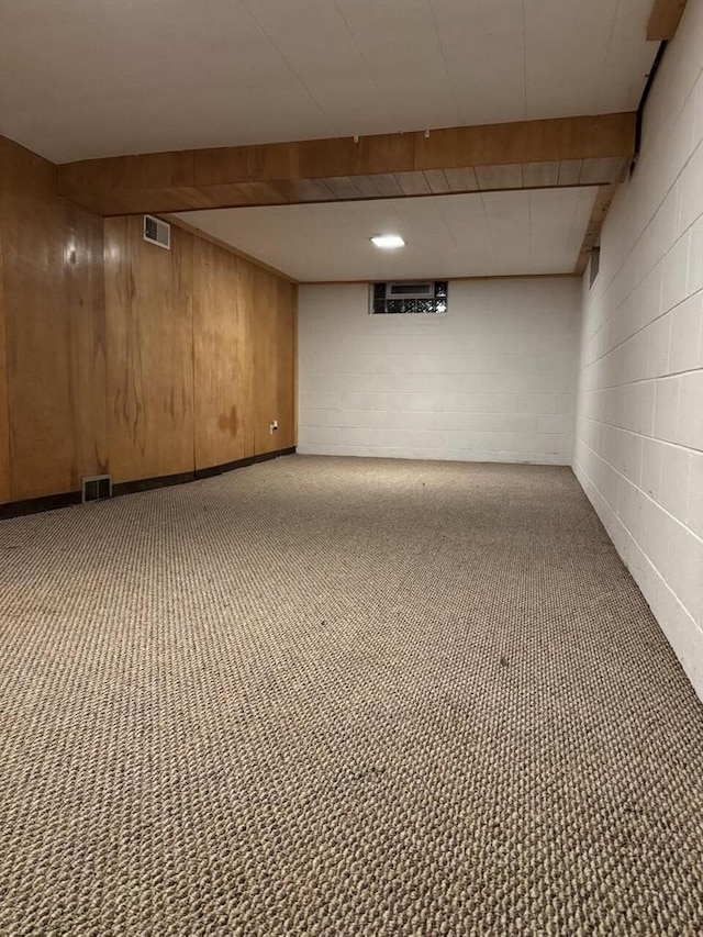 basement featuring carpet floors