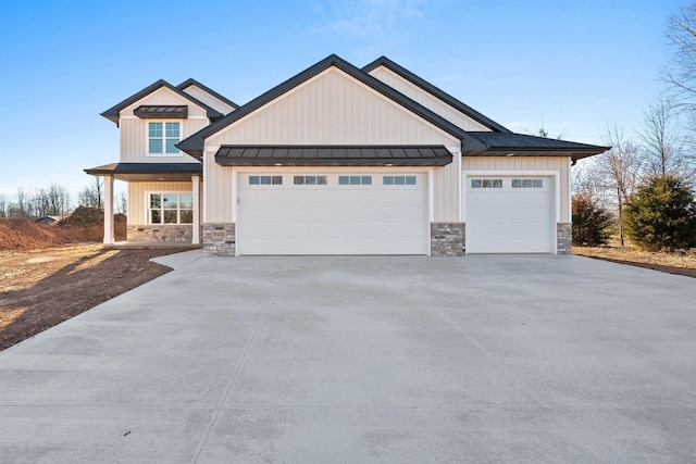 craftsman inspired home with a garage