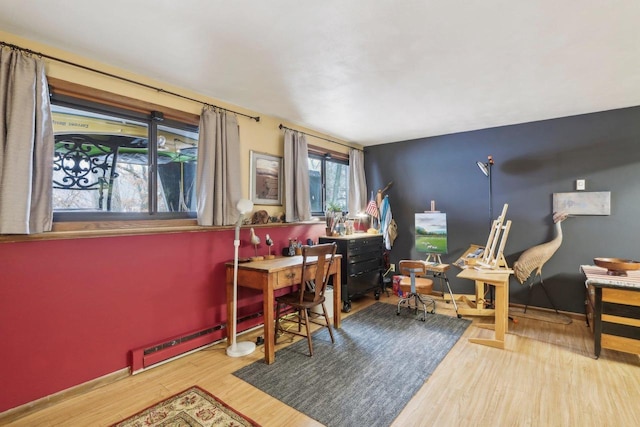 office area featuring hardwood / wood-style floors