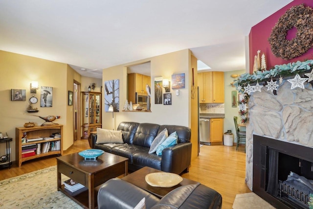 living room featuring light wood-type flooring