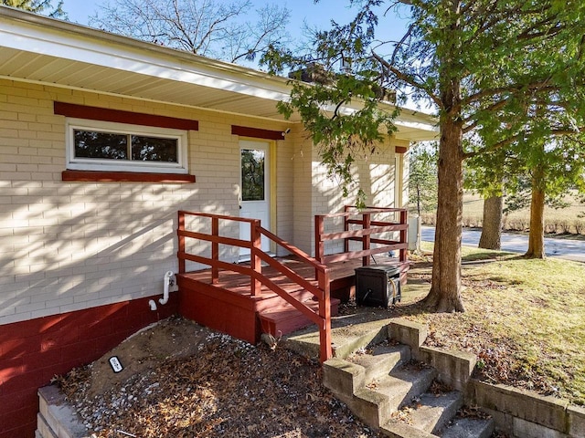 doorway to property with cooling unit