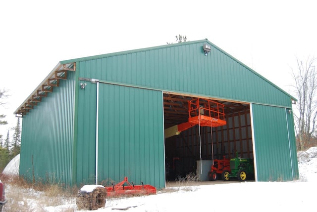 view of snow covered structure