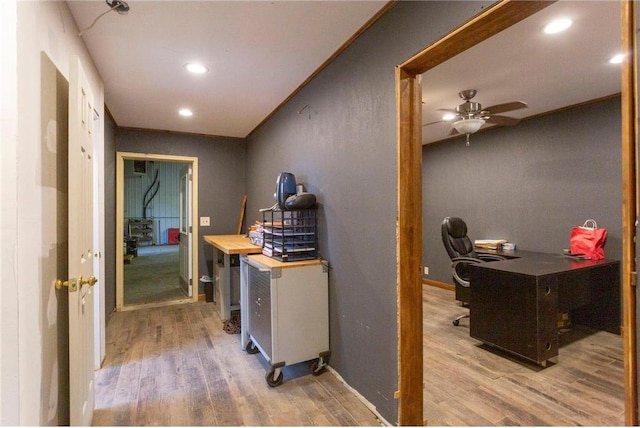 hall featuring light hardwood / wood-style flooring