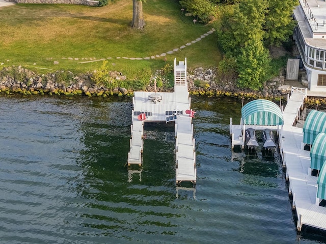 view of dock featuring a water view