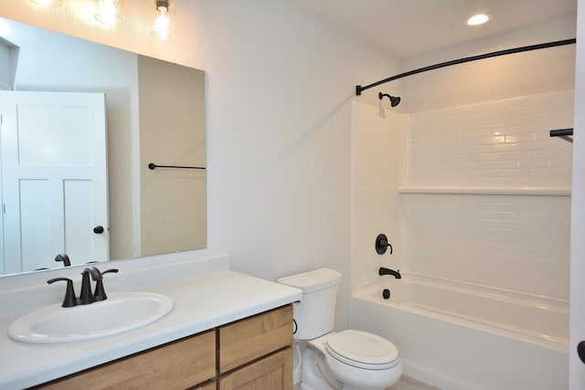 929 5 Mile Rd, Racine, WI 53402 - bathroom featuring vanity,  shower combination, and recessed lighting