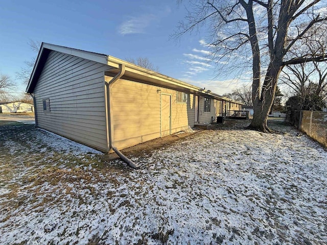 view of snow covered exterior