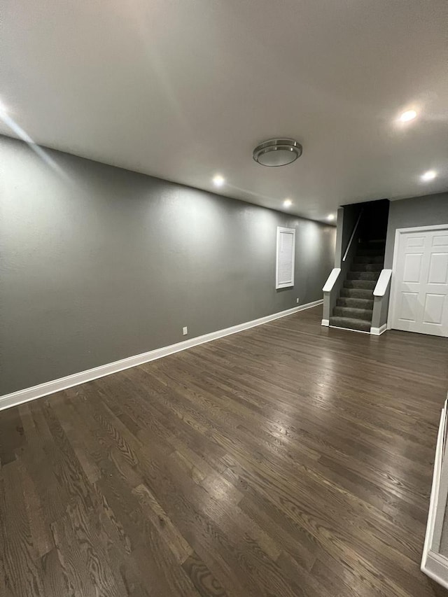 interior space with dark wood-type flooring