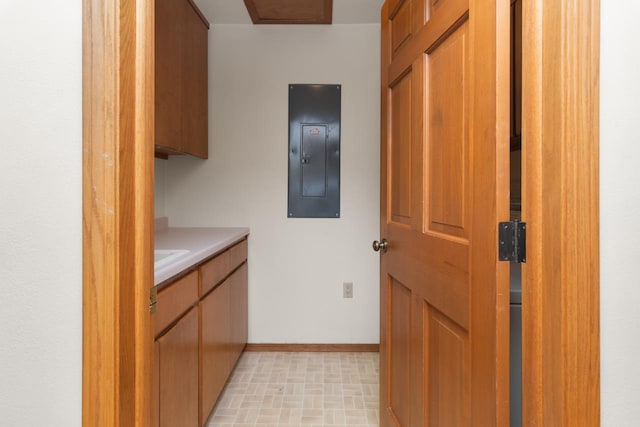 laundry room with electric panel