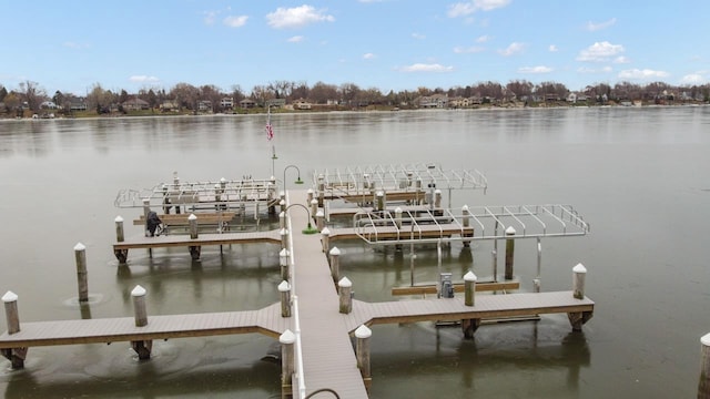 dock area featuring a water view