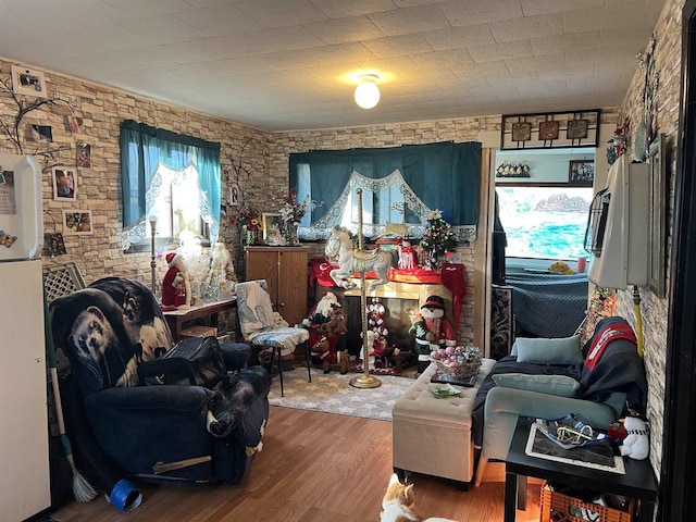 living room with hardwood / wood-style flooring