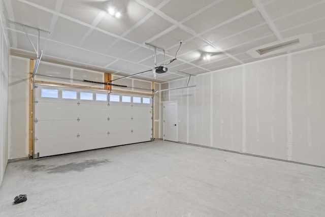 garage with a garage door opener