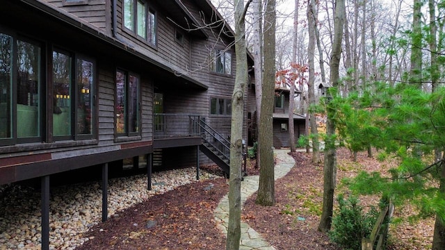 exterior space featuring a wooden deck