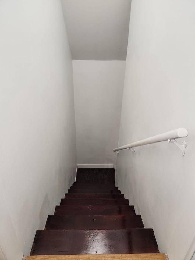 staircase featuring hardwood / wood-style floors