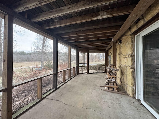 view of unfurnished sunroom