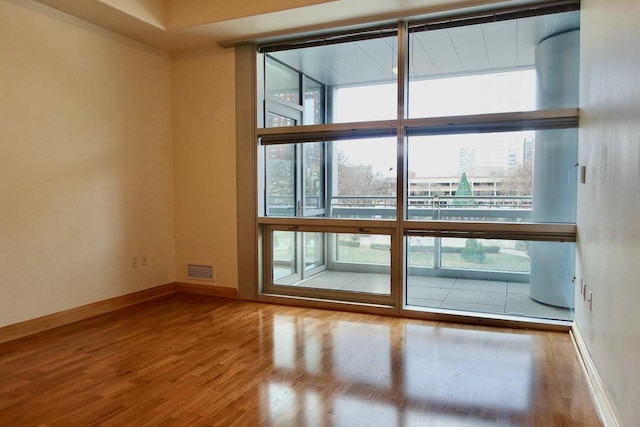 spare room with hardwood / wood-style flooring and plenty of natural light