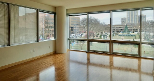 empty room with a healthy amount of sunlight and wood-type flooring