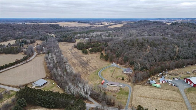 aerial view with a rural view