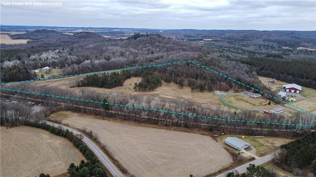 bird's eye view with a rural view