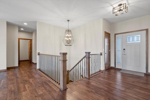 5550 N Amethyst Dr, Appleton, WI 54913 - entrance foyer with a chandelier, wood-type flooring, and recessed lighting