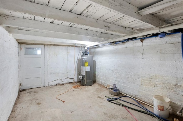 basement featuring water heater